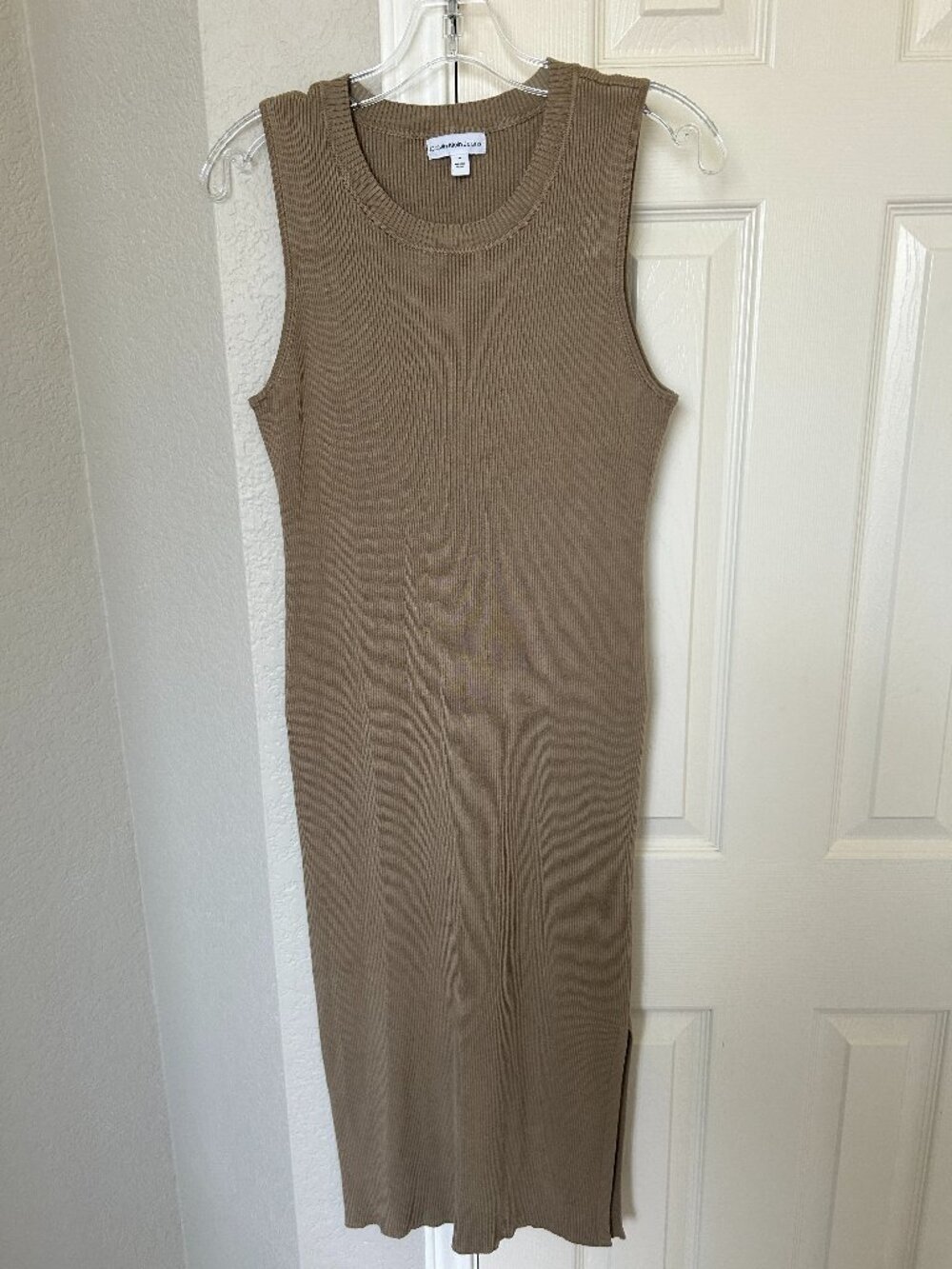 Calvin Klein Ribbed Tank Maxi Dress - Light Brown - Medium